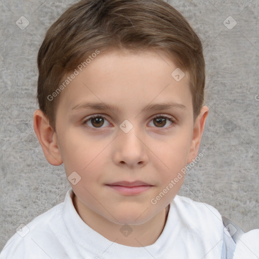 Neutral white child female with short  brown hair and brown eyes