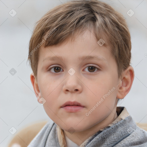 Neutral white child male with short  brown hair and brown eyes