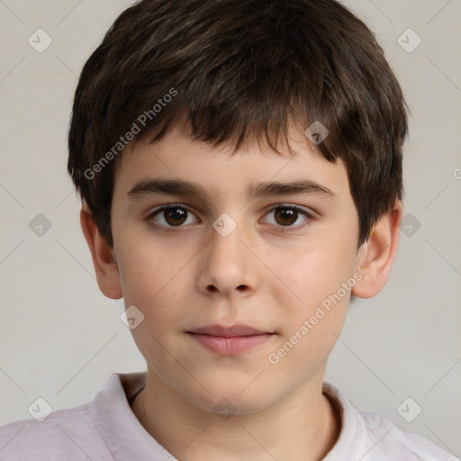 Neutral white child male with short  brown hair and brown eyes