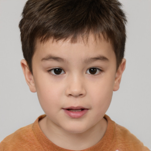 Neutral white child male with short  brown hair and brown eyes