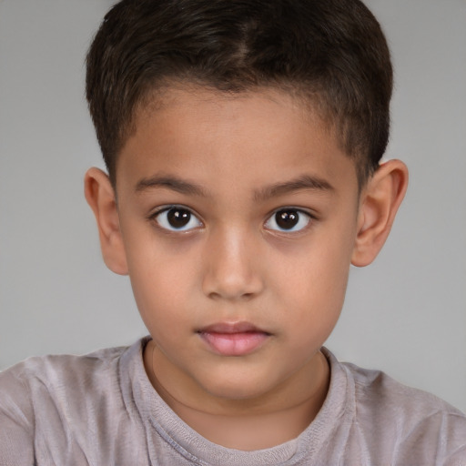 Neutral white child male with short  brown hair and brown eyes