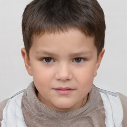 Neutral white child male with short  brown hair and brown eyes