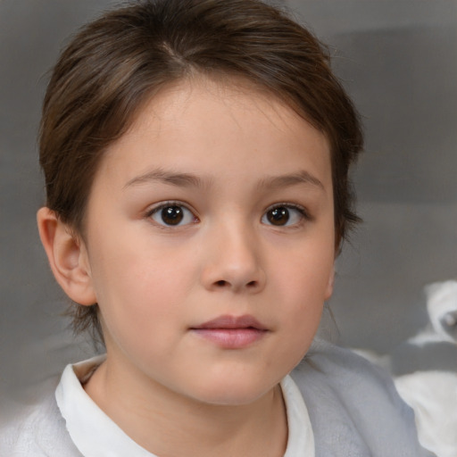 Neutral white child female with medium  brown hair and brown eyes