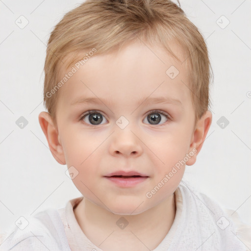 Neutral white child male with short  brown hair and brown eyes