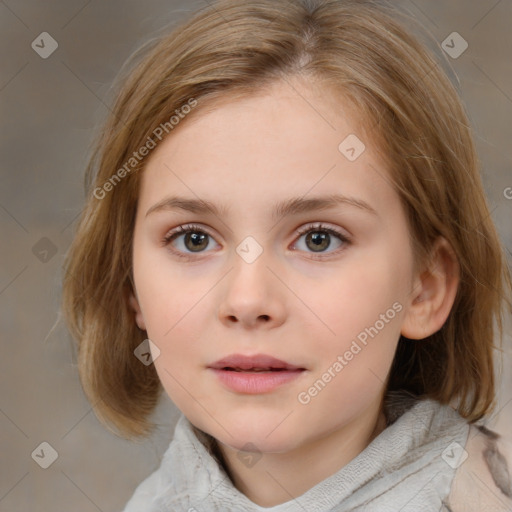 Neutral white child female with medium  brown hair and brown eyes