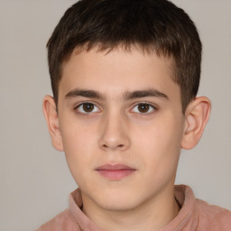 Neutral white child male with short  brown hair and brown eyes