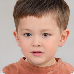 Neutral white child male with short  brown hair and brown eyes