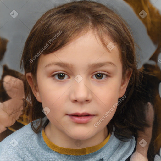 Neutral white child female with medium  brown hair and brown eyes