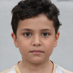 Neutral white child male with short  brown hair and brown eyes