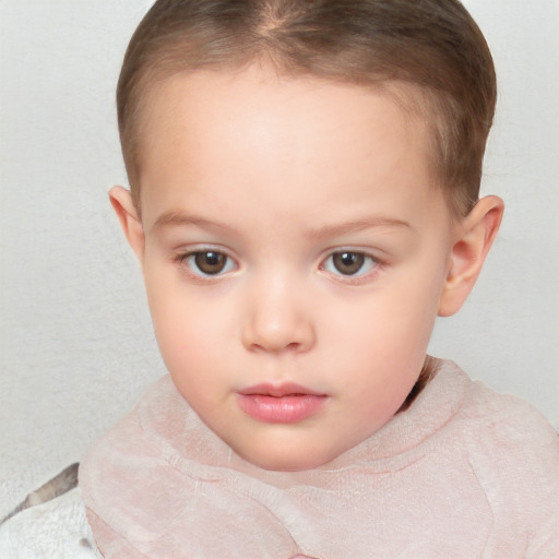 Neutral white child female with short  brown hair and brown eyes