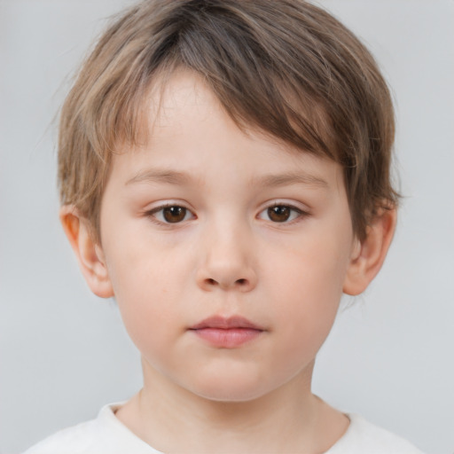 Neutral white child male with short  brown hair and brown eyes