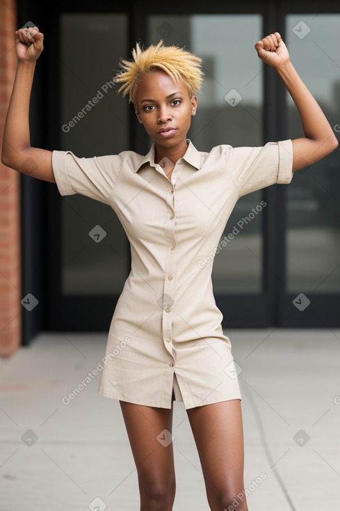 African american adult female with  blonde hair