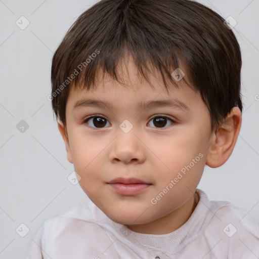 Neutral white child male with short  brown hair and brown eyes