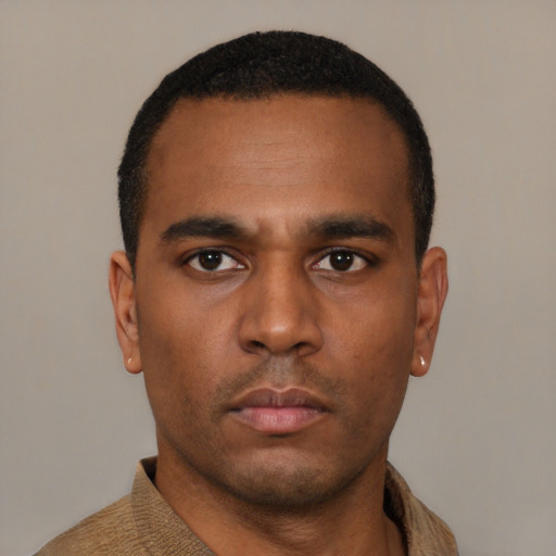 Neutral latino young-adult male with short  brown hair and brown eyes