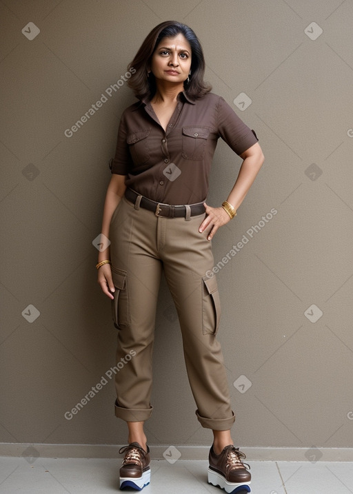 Indian middle-aged female with  brown hair