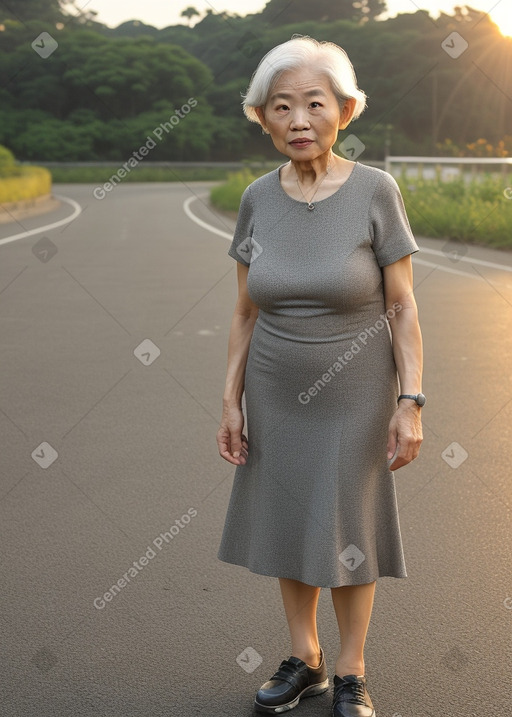 Taiwanese elderly female with  gray hair