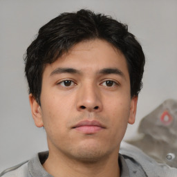 Neutral asian young-adult male with short  brown hair and brown eyes