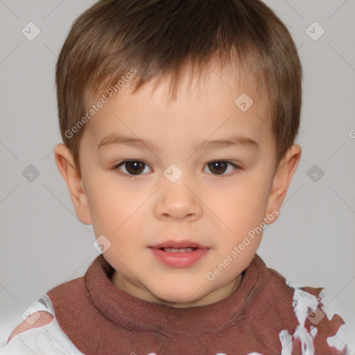Neutral white child male with short  brown hair and brown eyes