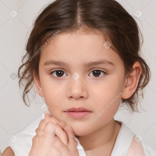 Neutral white child female with medium  brown hair and brown eyes