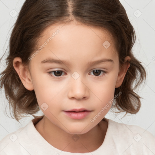 Neutral white child female with medium  brown hair and brown eyes