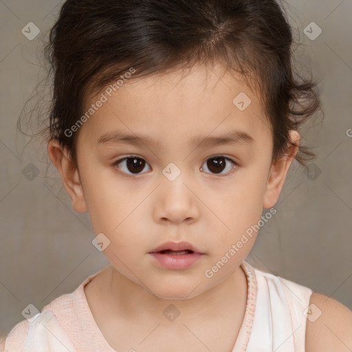 Neutral white child female with short  brown hair and brown eyes