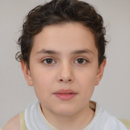 Neutral white child female with short  brown hair and brown eyes