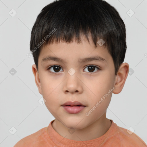 Neutral white child male with short  brown hair and brown eyes