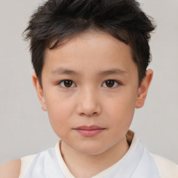 Neutral white child female with short  brown hair and brown eyes