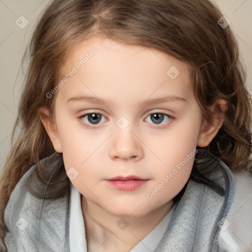 Neutral white child female with medium  brown hair and brown eyes