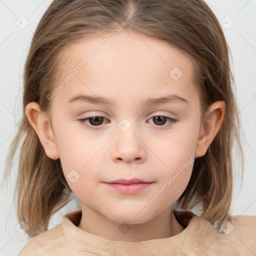 Neutral white child female with medium  brown hair and brown eyes