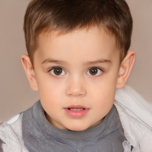 Neutral white child male with short  brown hair and brown eyes