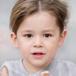 Neutral white child female with short  brown hair and brown eyes