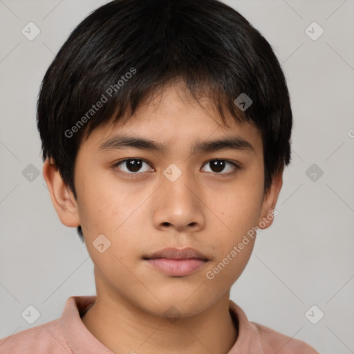 Neutral asian young-adult male with short  brown hair and brown eyes