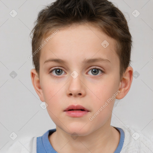 Neutral white child male with short  brown hair and brown eyes