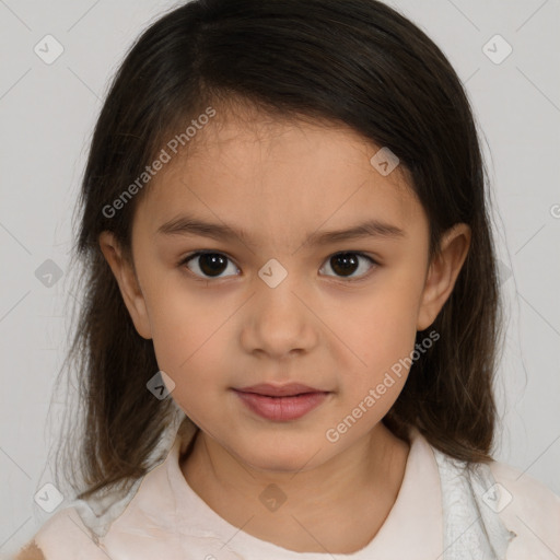 Neutral white child female with medium  brown hair and brown eyes