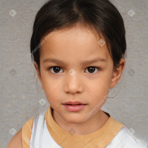 Neutral white child female with short  brown hair and brown eyes