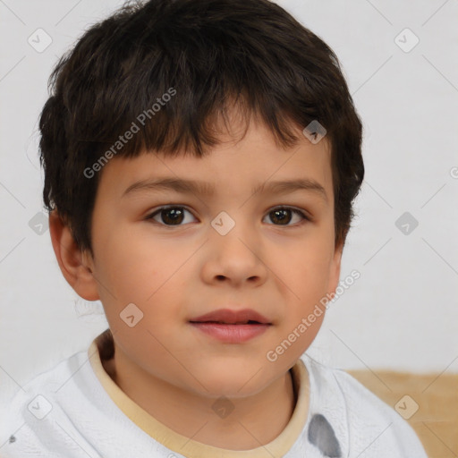 Neutral white child male with short  brown hair and brown eyes