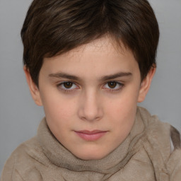 Neutral white child female with short  brown hair and brown eyes