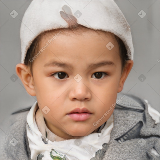 Neutral white child female with short  brown hair and brown eyes