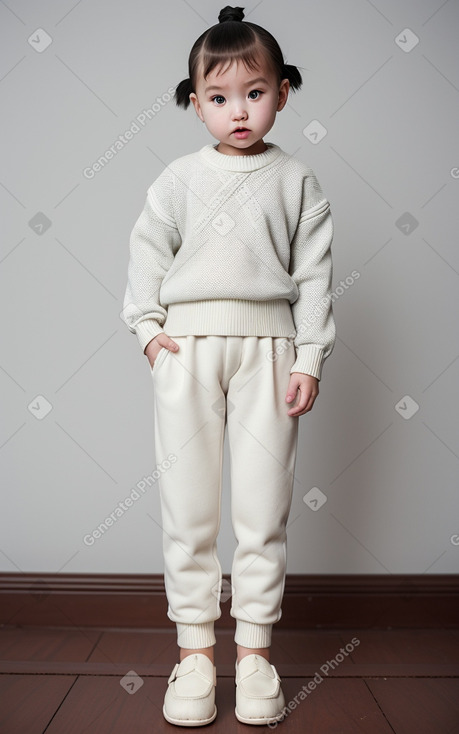 Mongolian infant girl with  white hair