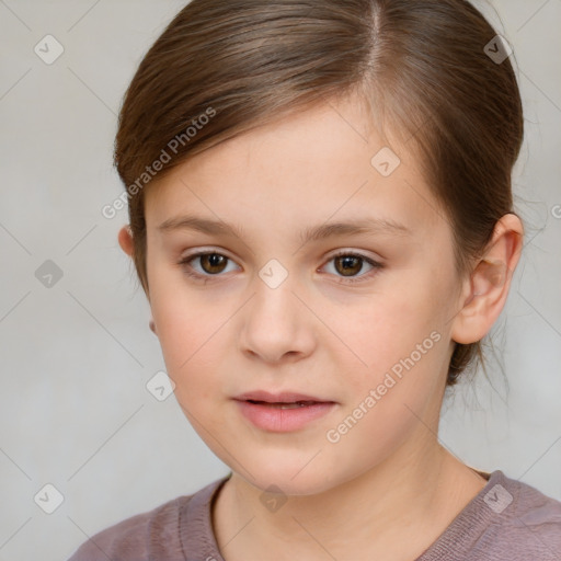 Neutral white child female with medium  brown hair and brown eyes