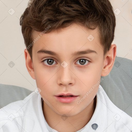 Neutral white child male with short  brown hair and brown eyes