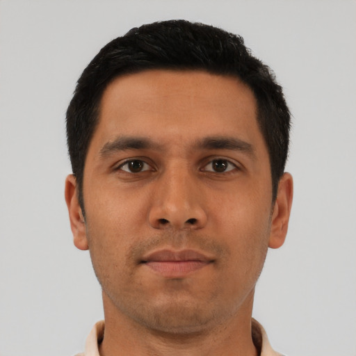 Neutral asian young-adult male with short  brown hair and brown eyes
