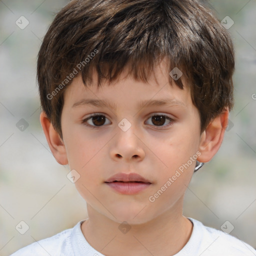 Neutral white child male with short  brown hair and brown eyes