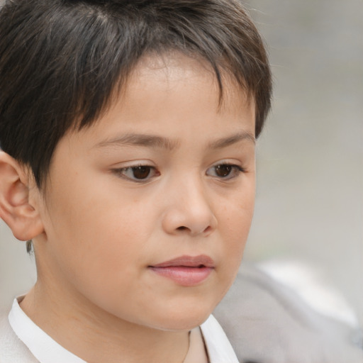 Neutral white child female with short  brown hair and brown eyes