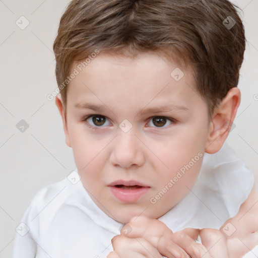 Neutral white child male with short  brown hair and brown eyes