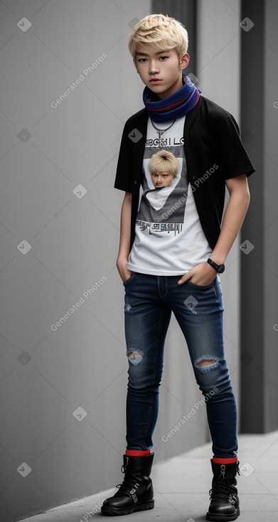 South korean teenager boy with  blonde hair