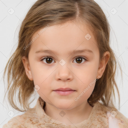 Neutral white child female with medium  brown hair and brown eyes