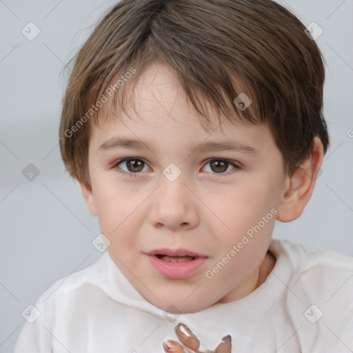 Neutral white child female with short  brown hair and brown eyes