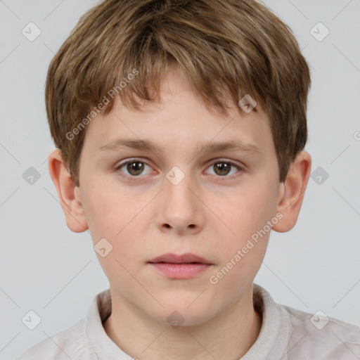 Neutral white child male with short  brown hair and brown eyes